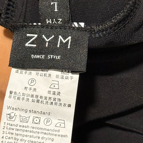 Zym Dance Dress Black One Sleeve High Neck Sheer Side Panel Size Large - Picture 7 of 9